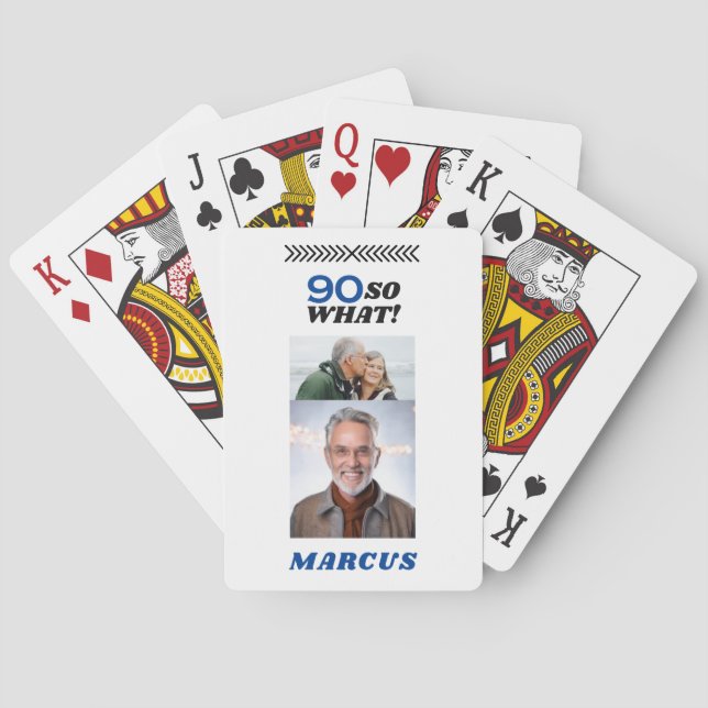 90 Så vad roligt Milestone-foto 90:e födelsedag Casinokort (Baksidan)