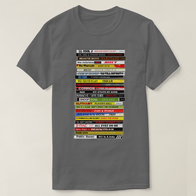 90-sekunders Hip hop CD-stapel T Shirt (Design framsida)