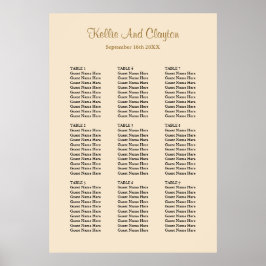 90 Sittdiagram för champagne Bröllop Poster