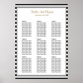 90 Sittplatsdiagram för svart/vitt Rand Bröllop Poster