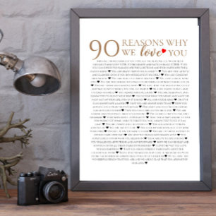 90 skäl till varför vi älskar dig 70-års 75-års pr poster