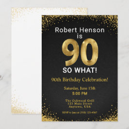 90 So What! Black Gold 90th Birthday Inbjudningar