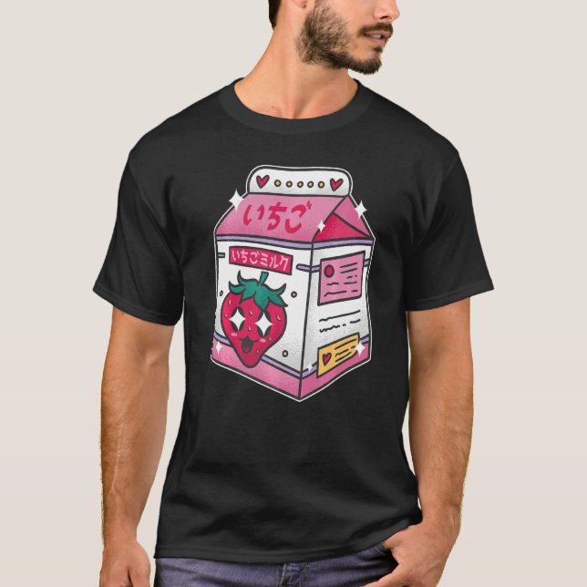 90-tal Egirl Eboy Mjölk Shake Carton Cute Japansk  T Shirt (Framsida)