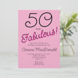 90-tal Femtio och fantastisk rosa 50-årsdag  Inbjudningar