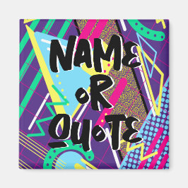 90-tal Retro Mönster, blått Lila Gult Geometric Magnet