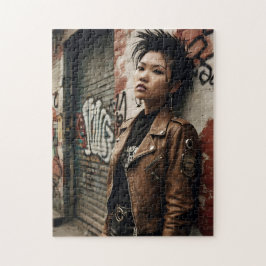 90-tal Skräppost Sten Asian Woman Retro Rebel Pussel