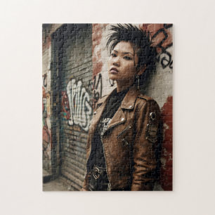 90-tal Skräppost Sten Asian Woman Retro Rebel Pussel