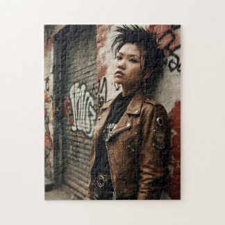 90-tal Skräppost Sten Asian Woman Retro Rebel Pussel
