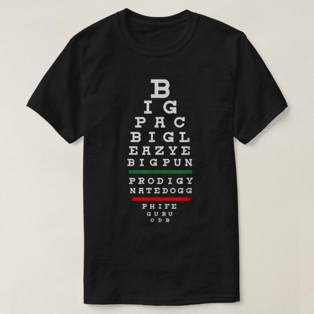 90-talet i Old school Music Rap Legends Öga Chart  T Shirt (Design framsida)