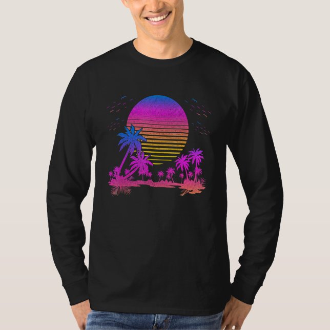 90-talets Aesthetic Sunset Handflatan Retro T Shirt (Framsida)