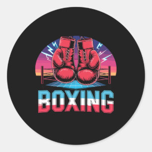 90-talets Boxing-handskar för Vintage - Fighter Bo Runt Klistermärke
