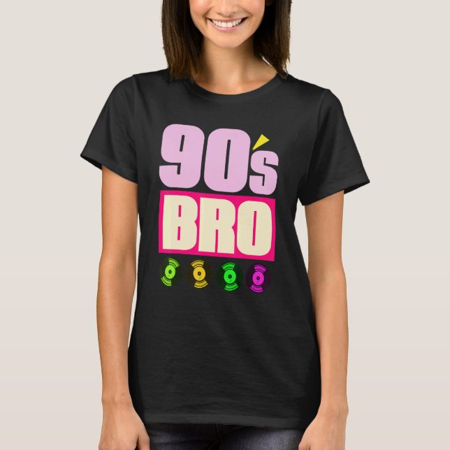 90-talets Bro 1990s Music Temaparty Vinyl Nineties T Shirt (Framsida)