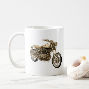 90-talets gamla motorcykel med Dikt Kaffemugg