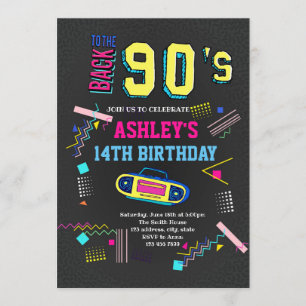 90-talets inbjudan till temafödelsedag