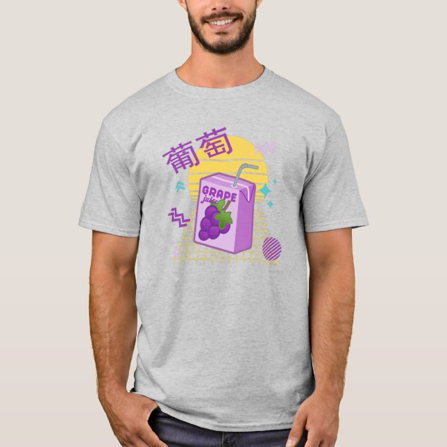90-talets japanska kawaii Grape Juice Box T-Shirt (Framsida)