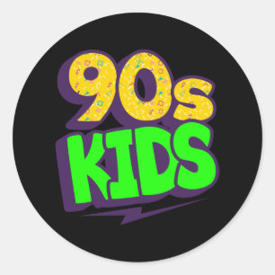 90-talets Kids 1990-talets 90-talskonst för Vintag Runt Klistermärke