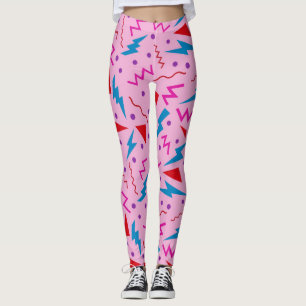 90-talets Memphis stil geometrisk Rosa Leggings