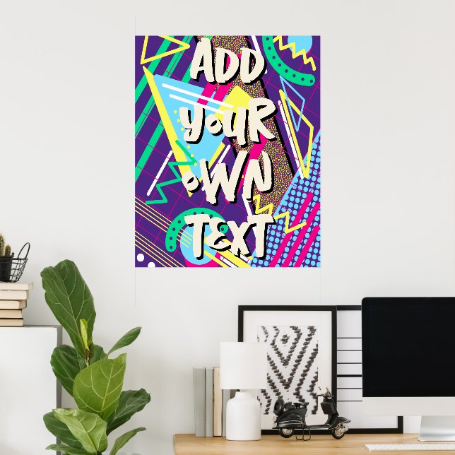 90-talets mönster, 90-talets retro Geometric Grönt Poster (Hemmakontoret)