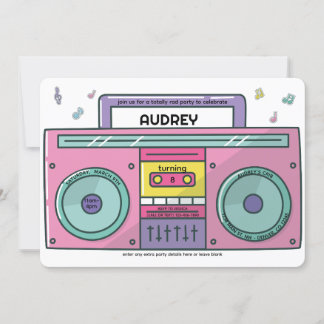 90-talets populära musiktema från Boombox på födel Inbjudningar