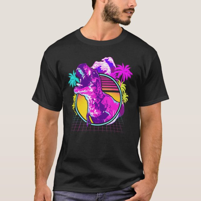 90-talets retro Dinosaur Vaporwave Aesthetic T Shirt (Framsida)