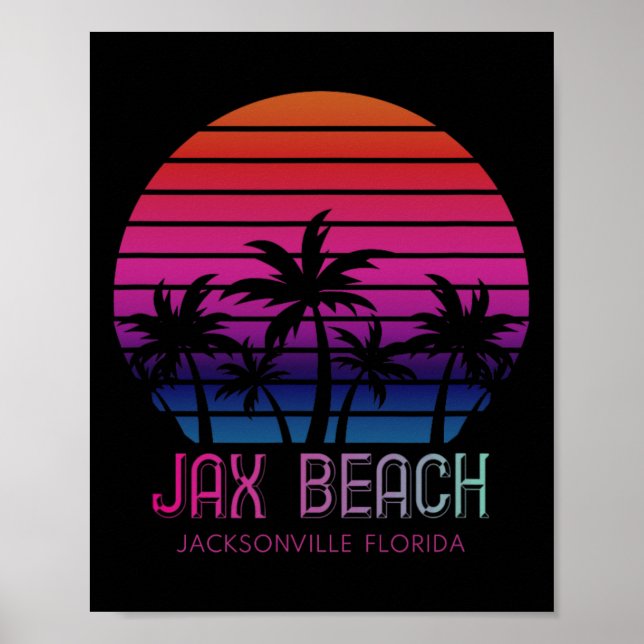 90-talets Retro Färg Jacksonville Florida Vacation Poster (Framsidan)