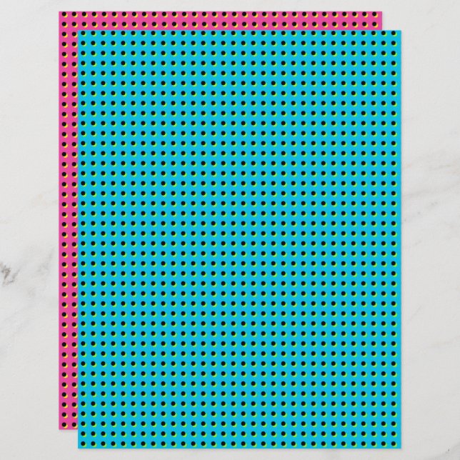 90-talets Retro Neon Blue Rosa Black Dots Mönster (Fram/baksida)
