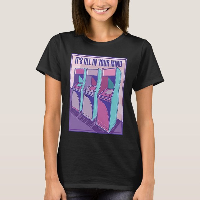 90-talets Retro Player Vaporwave 80:s Arcade Maski T Shirt (Framsida)
