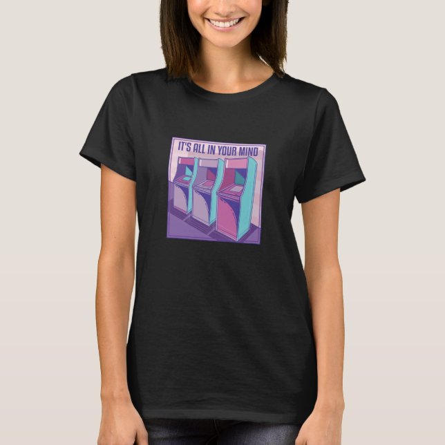 90-talets Retro Player Vaporwave 80:s Arcade Maski T Shirt (Framsida)