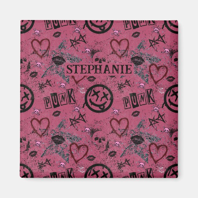 90-talets Retro Rosa Girly Punk Magnet (Framsidan)