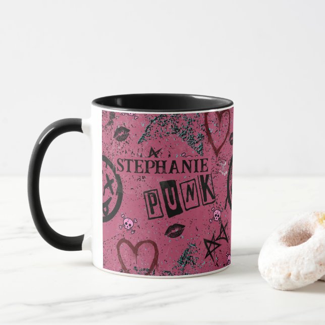 90-talets Retro Rosa Girly Punk Mugg (Med munk)