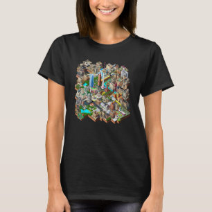 90-talets Retro Video Game City Bygger Karta Game T Shirt