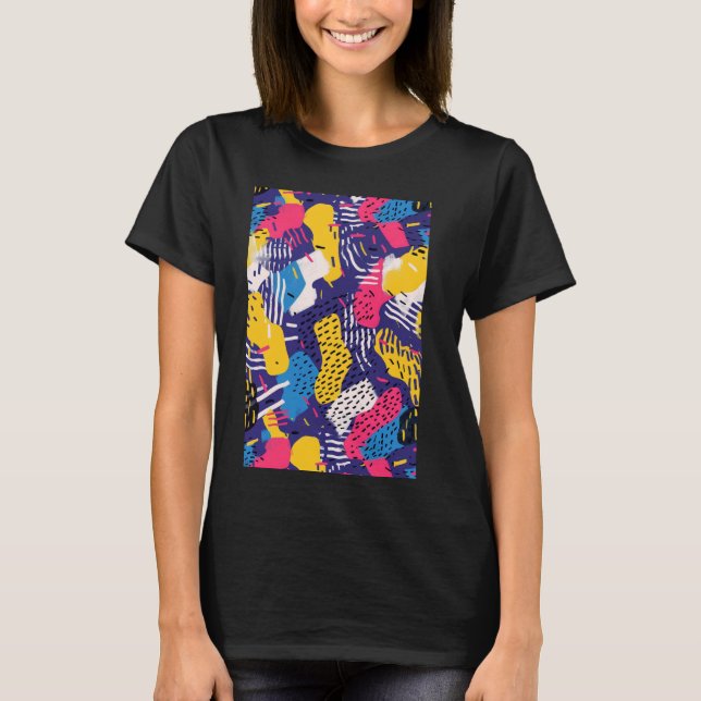 90-talets Retrowave Mönster Art Retro T Shirt (Framsida)