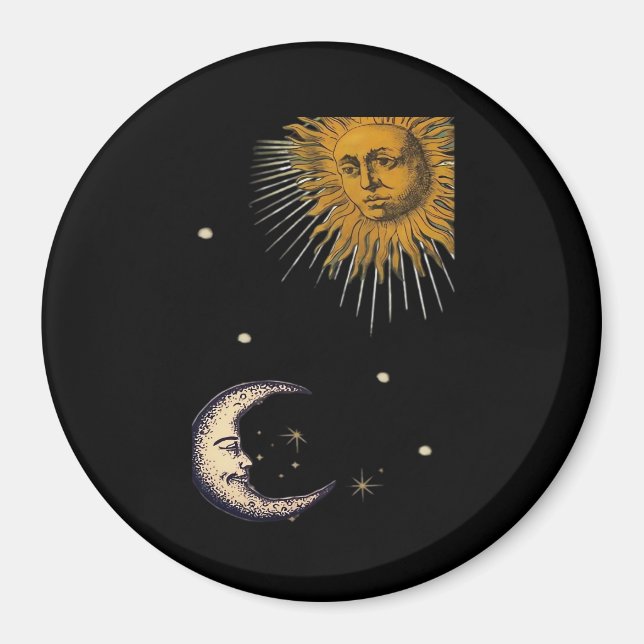 90-talets sol och Måne Whimsigoth Design Magnet (Framsidan)
