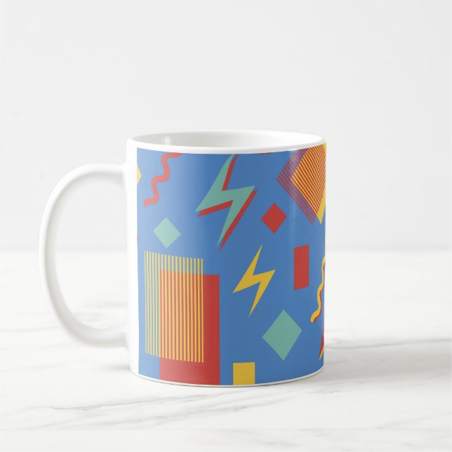 90-talets sömlösa mönster. Memphis bakgrund. Geome Kaffemugg (Vänster)