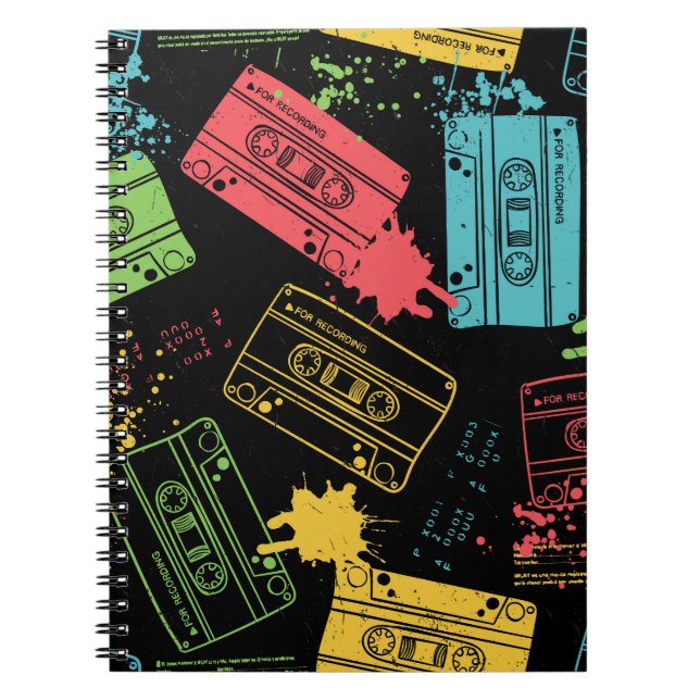 90-talets Stil Coola Grunge Cassettes Anteckningsbok (Framsidan)