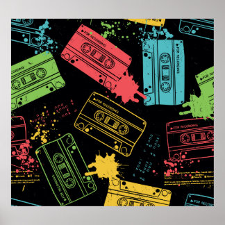 90-talets Stil Coola Grunge Cassettes Poster