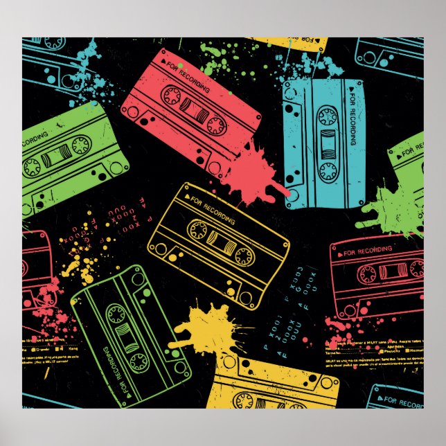 90-talets Stil Coola Grunge Cassettes Poster (Framsidan)