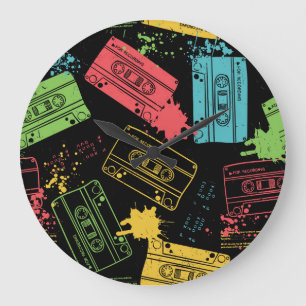 90-talets Stil Coola Grunge Cassettes Stor Klocka