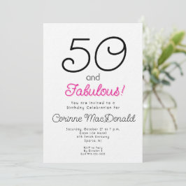 90-tals femtio och fantastisk rosa 50-års födelsed inbjudningar