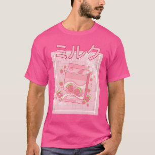 90-tals Japansk aii Jordgubb Milkshake Kartong ret T Shirt
