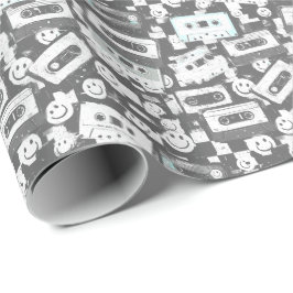 90-tals kassett & Smiley-inpackningspapper - Monok Presentpapper