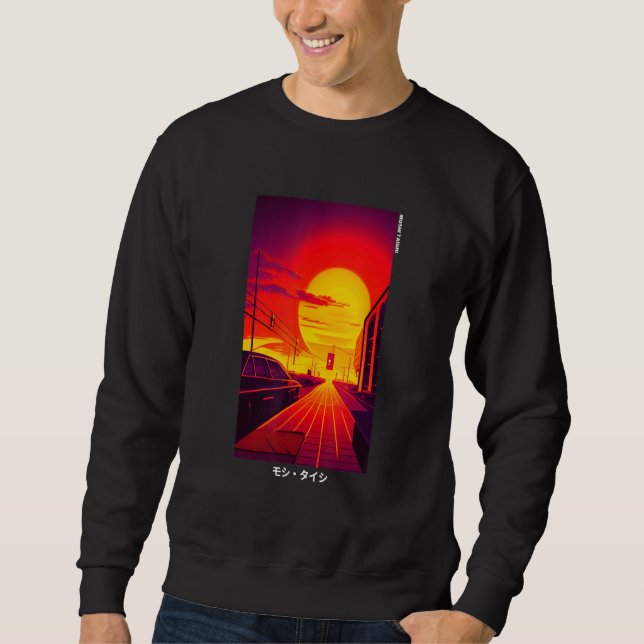 90-tals Retro Synthwave Japansk Vaporwave Konst Ot Lång Ärmad Tröja (Framsida)
