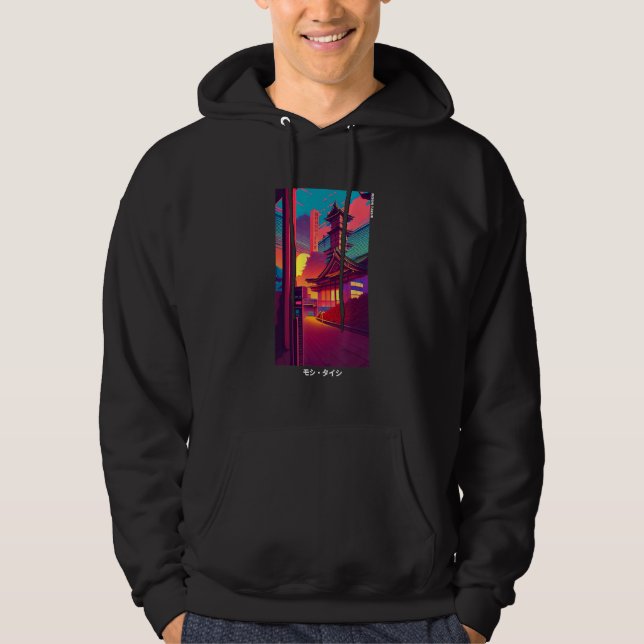 90-tals Retro Synthwave Japansk Vaporwave Otaku Es Hoodie (Framsida)