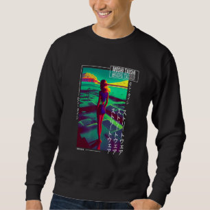 90-tals Retro Synthwave Japansk Vaporwave Otaku Es Lång Ärmad Tröja
