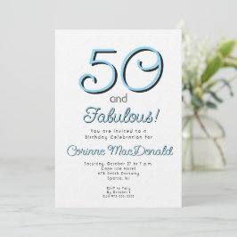 90-tals stil blå Femtio och fantastisk 50-årsdag  Inbjudningar