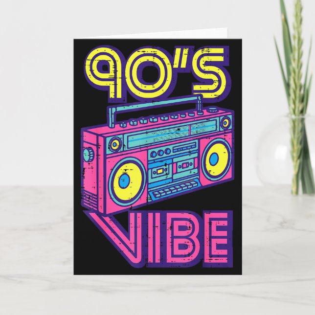 90-tals Vibe Boom Box Radio Retro Musik Älskare Mä Kort (Framsida)