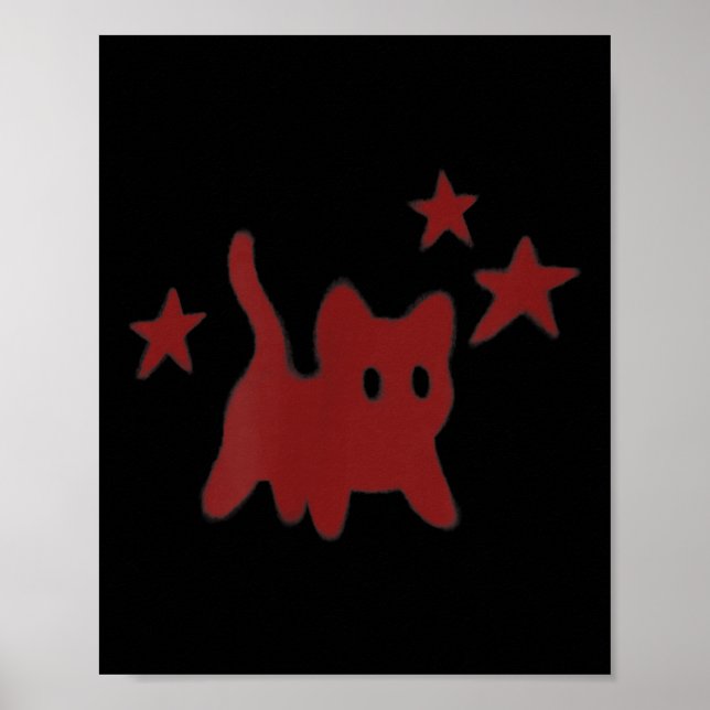 90-tals Y2k läskig katt Tomcat är rädd under stjär Poster (Framsidan)