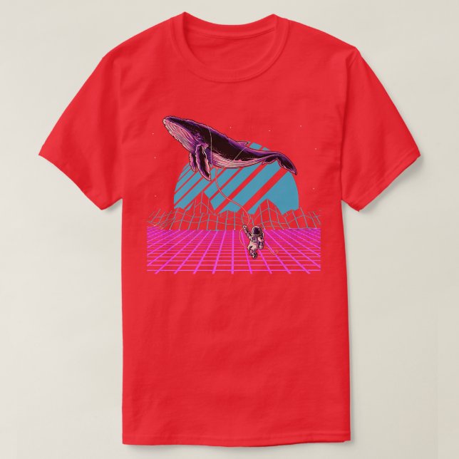90-talskonst Synthwave Space Astronomy Whale Vapor T Shirt (Design framsida)