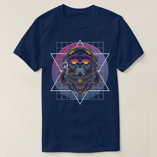 90-talskonst Synthwave Vaporwave Aesthetics Monkey T Shirt (Design framsida)