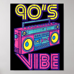 90-talsvibbar Boom Box Radio Retro Musik Älskare M Poster